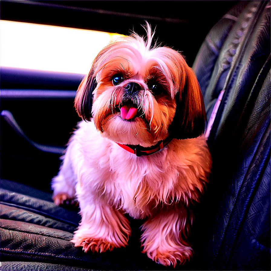 Shih Tzu Enjoying Car Ride Png Esn48 PNG Image