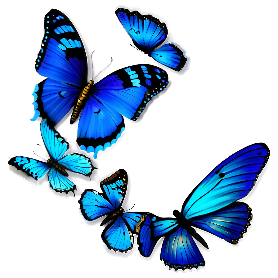 Shimmering Blue Butterflies Png 06132024 PNG Image