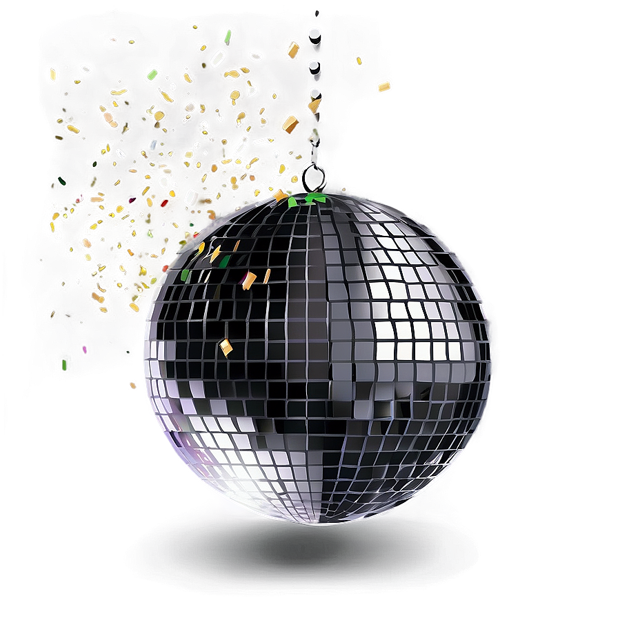 Shimmering Disco Ballwith Confetti PNG Image