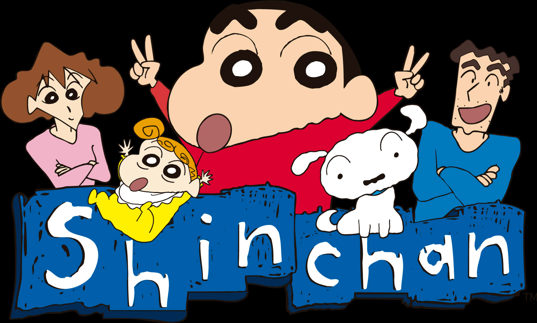 Shinchan Familyand Pet Illustration PNG Image