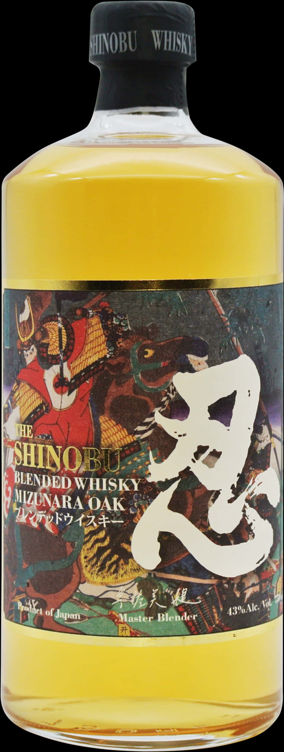 Shinobu Whisky Bottle Mizunara Oak PNG Image