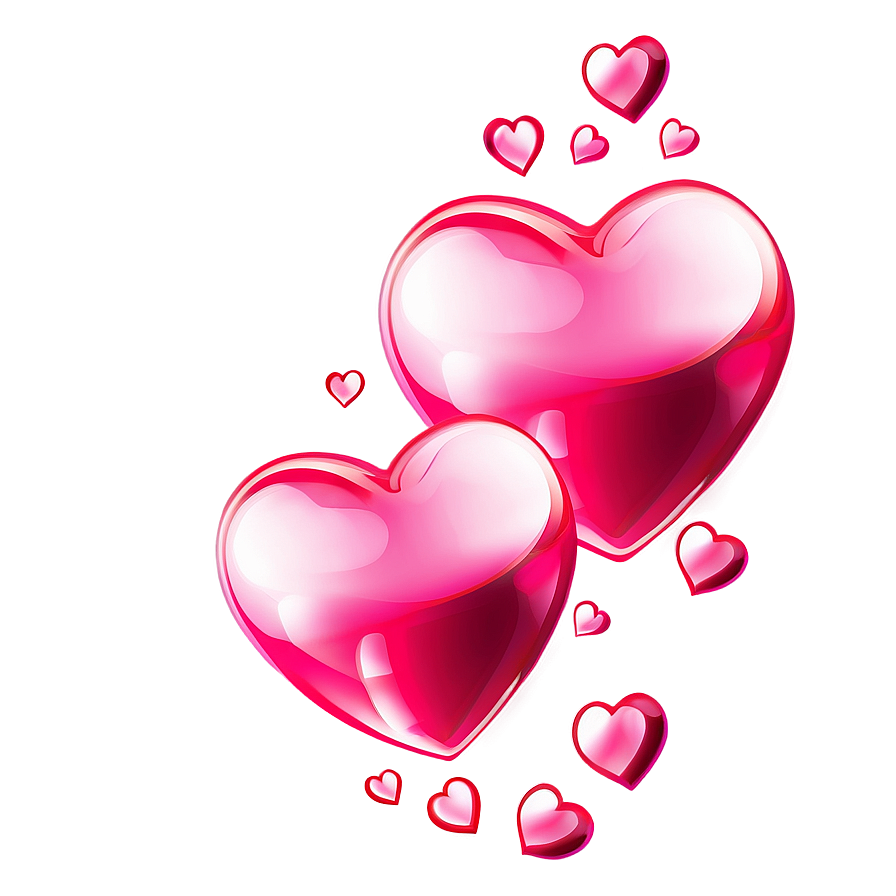 Shiny Pink Hearts Illustration Png Fow PNG Image