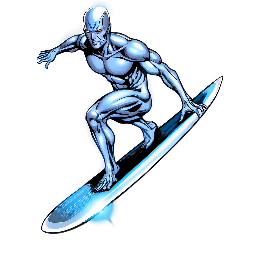 Shiny Silver Surfer Illustration Png 06202024 PNG Image