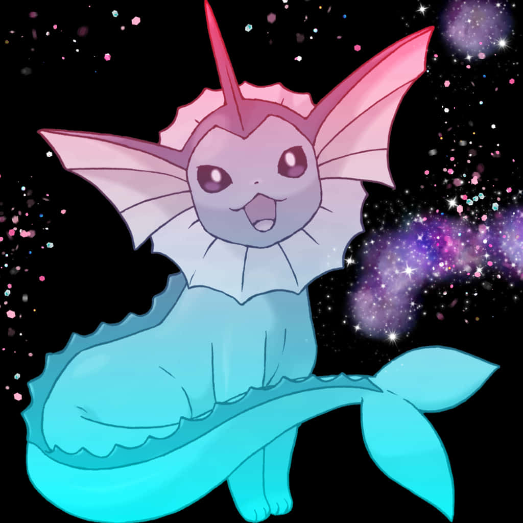 Shiny Vaporeon Cosmic Background PNG Image