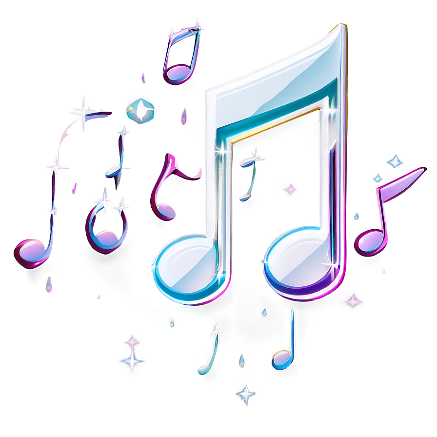 Shiny White Music Notes Png Rtx PNG Image