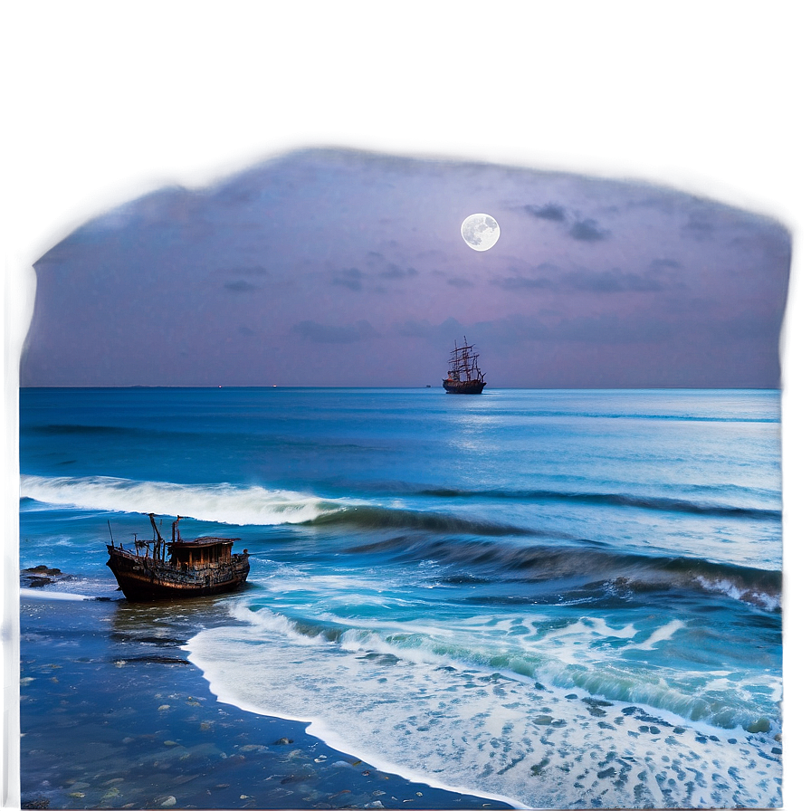 Shipwreck In The Moonlight Png Yug86 PNG Image