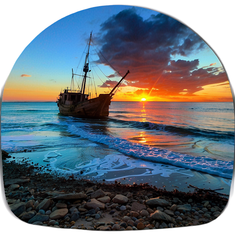 Shipwreck Shoreline Sunset Png 06212024 PNG Image