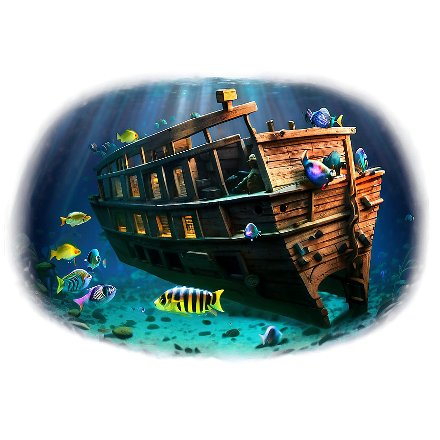 Shipwreck With Swarming Fish Png Gxp71 PNG Image