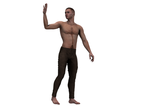 Shirtless Man Raising Hand PNG Image