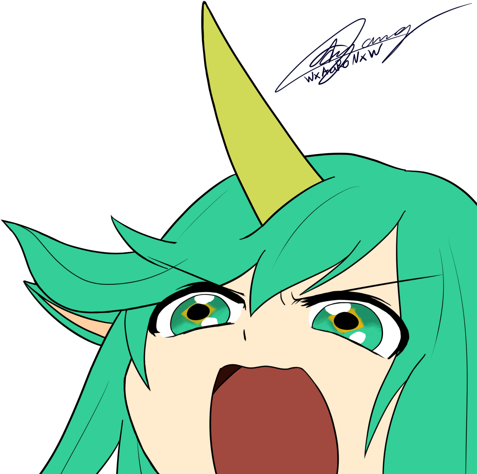 Shocked Unicorn Anime Character PNG Image