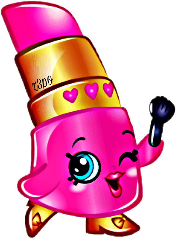 Shopkins Pink Lipstick Character PNG Image