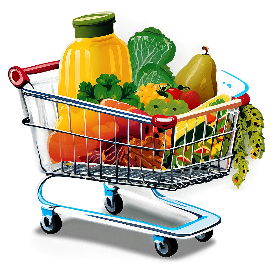 Shopping Cart With Food Png Kbw PNG Image