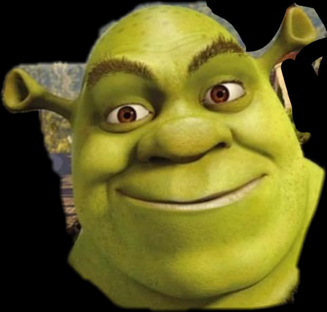 Shrek Character Close Up PNG Image