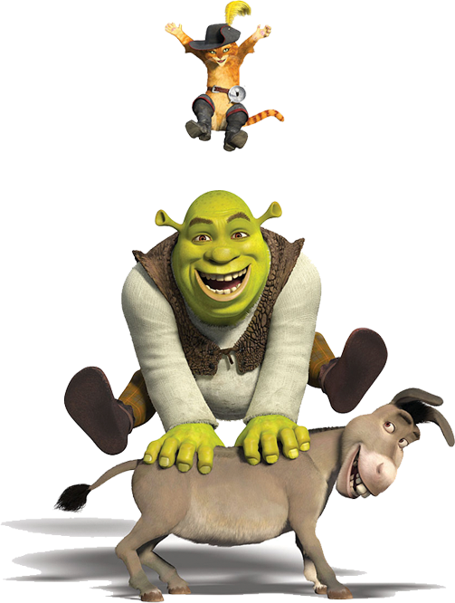 Shrekand Donkeywith Pussin Boots PNG Image