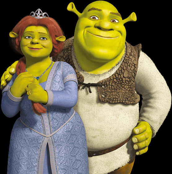 Shrekand Fiona Smiling Together PNG Image