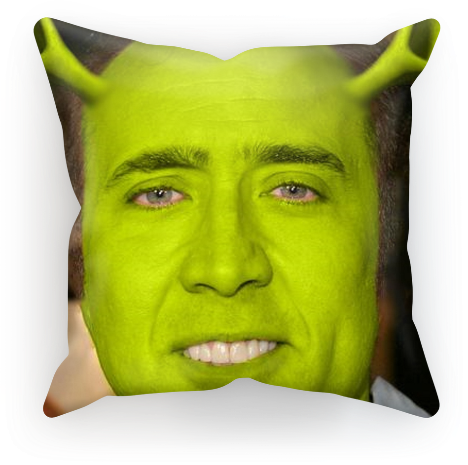 Shrekified Celebrity Face Pillow PNG Image