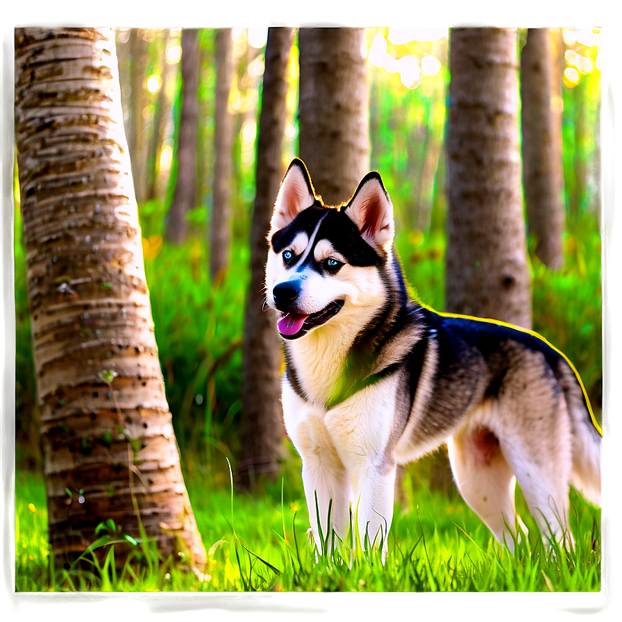 Siberian Husky In Forest Png Gyw PNG Image