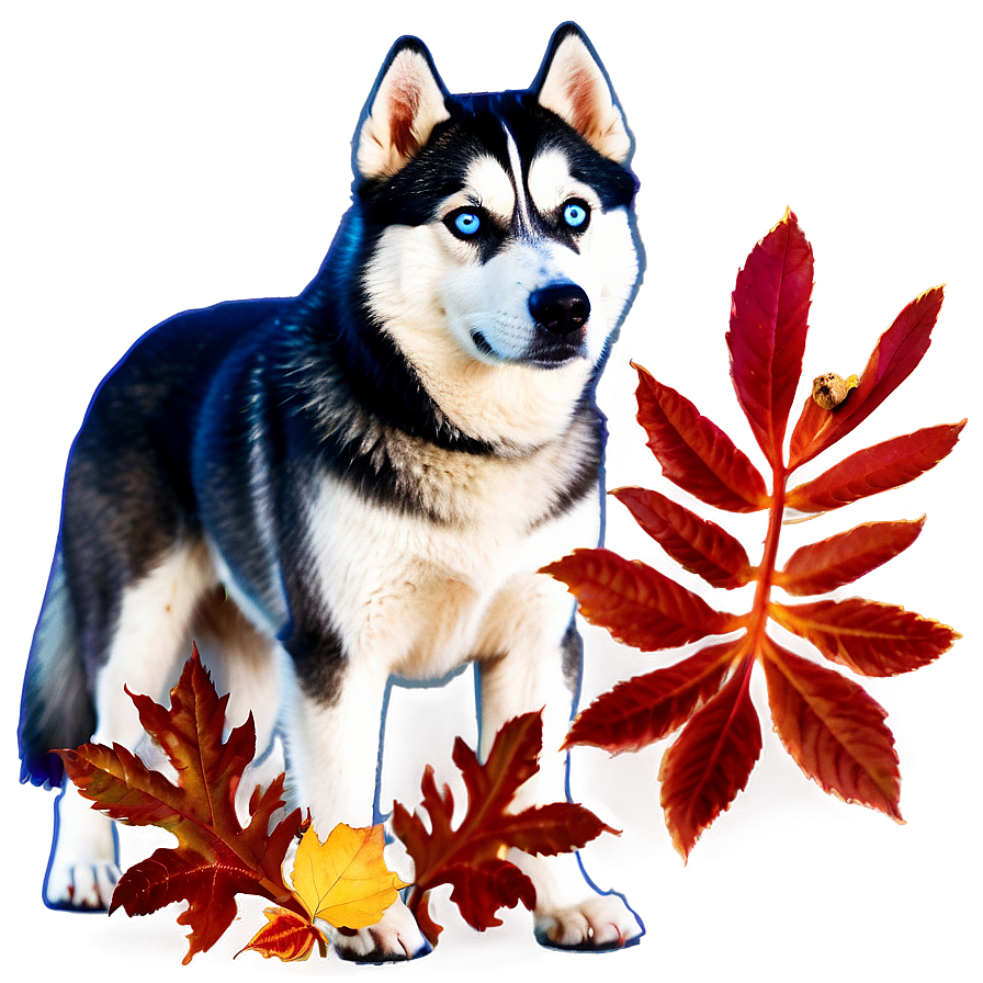 Siberian Husky In Leaves Png Mdp4 PNG Image