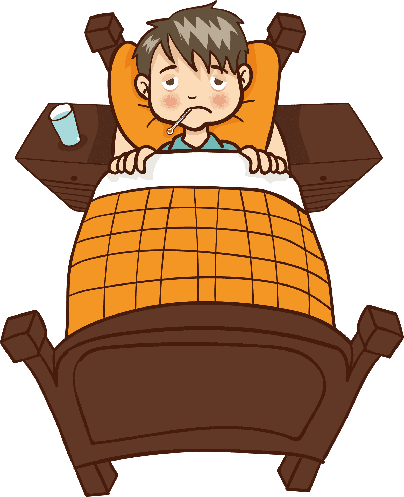 Sick Child Restingin Bed PNG Image