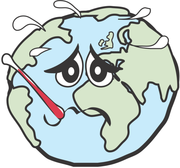 Sick Earth Cartoon Character PNG Image