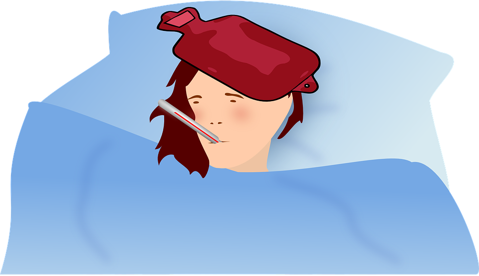 Sick_ Person_with_ Hot_ Water_ Bottle_and_ Thermometer PNG Image