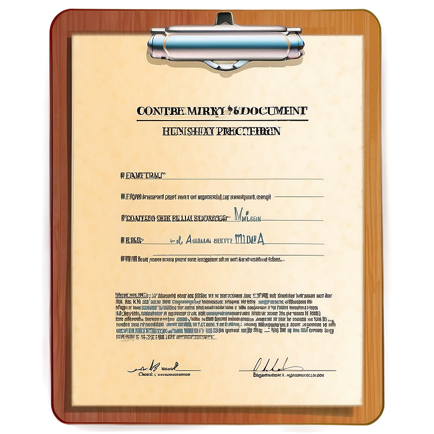 Signed Contract Document Png Bco86 PNG Image