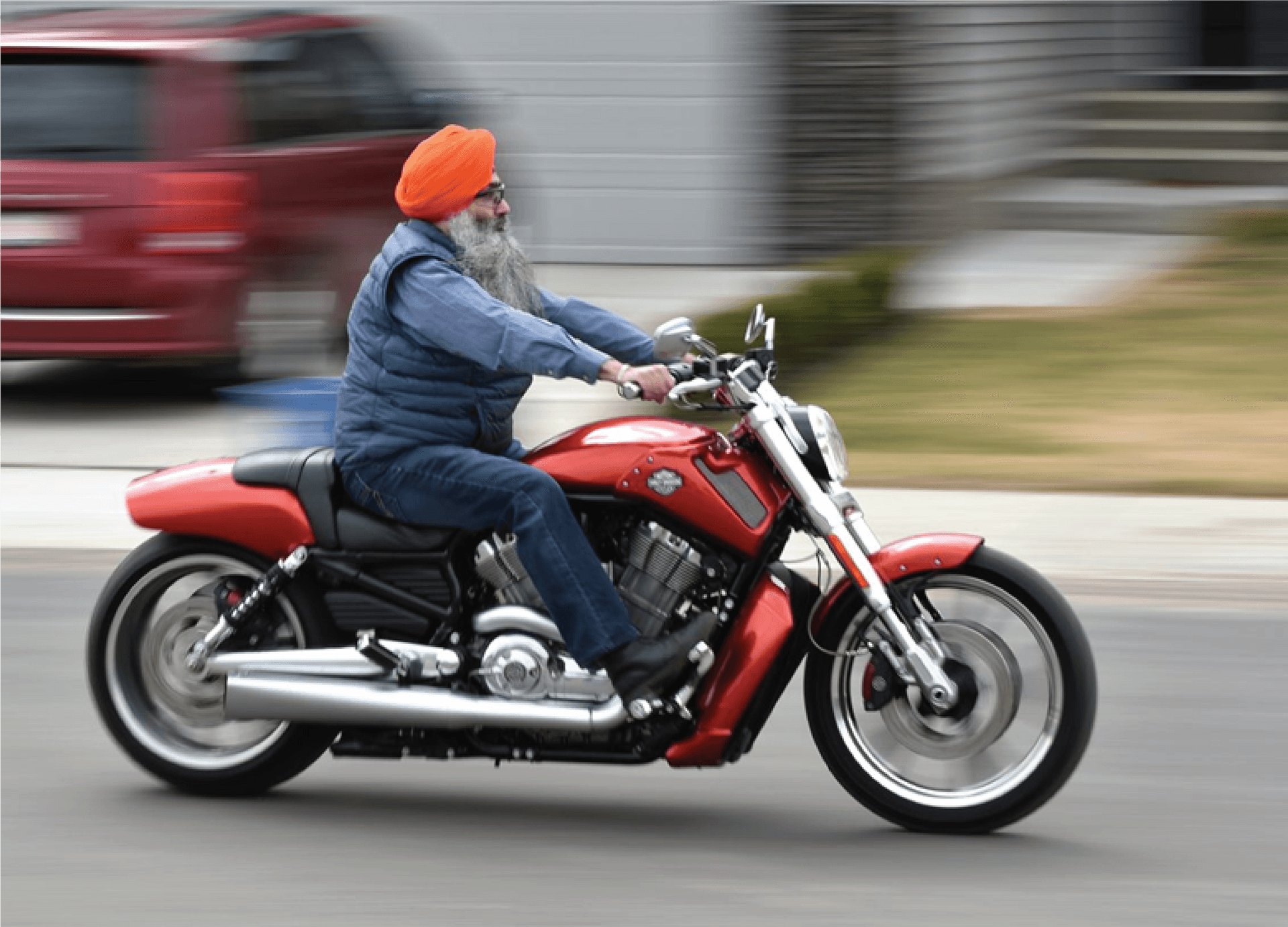 Sikh Man Riding Motorcycle PNG Image