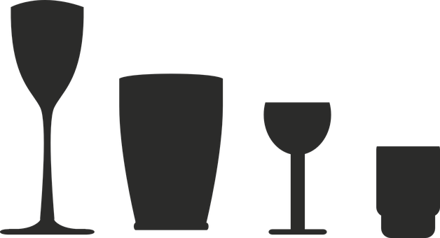 Silhouette Collectionof Drinking Glasses PNG Image