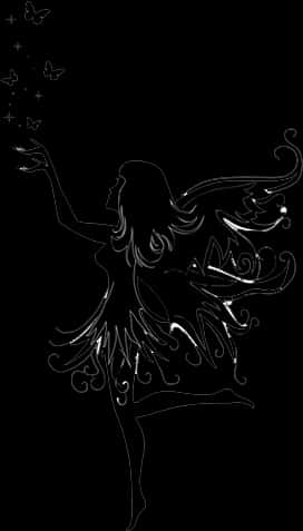 Silhouette Fairy Butterflies Art PNG Image