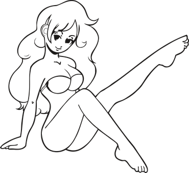 Silhouette Female Pose Outline PNG Image