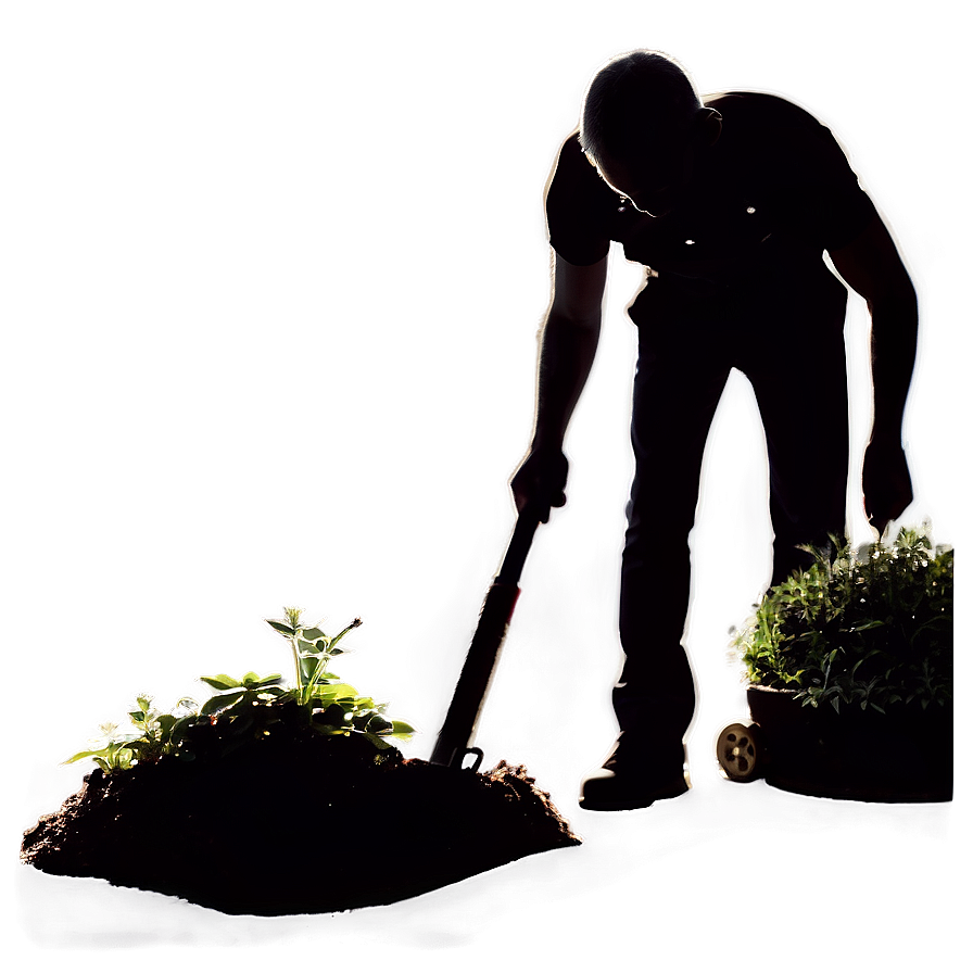 Silhouette Of A Person Gardening Png Btu42 PNG Image