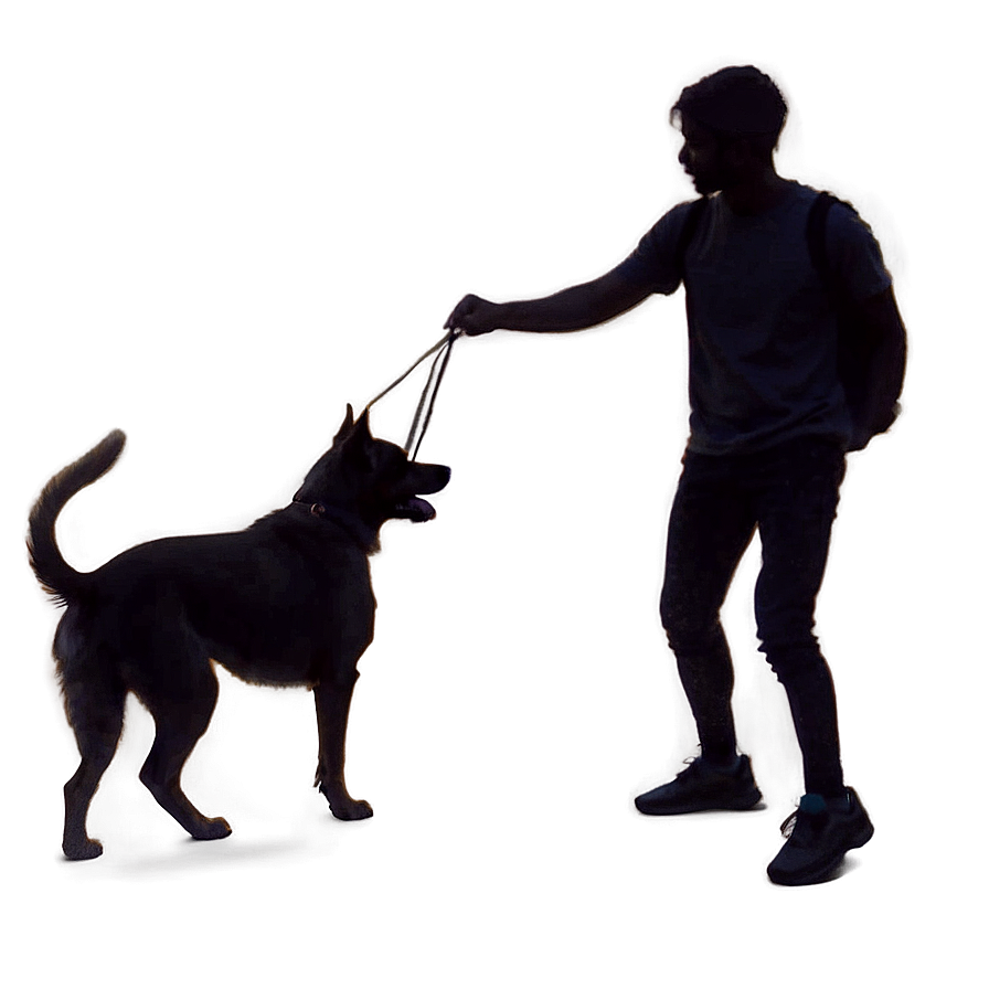 Silhouette Of A Person With Dog Png Pdq52 PNG Image