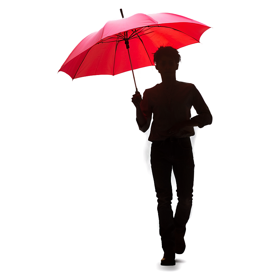 Silhouette Of A Person With Umbrella Png Ocb2 PNG Image