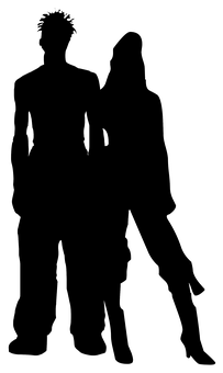 Silhouetted Couple Standing Together PNG Image