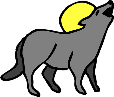 Silhouetted Coyote Howlingat Moon PNG Image