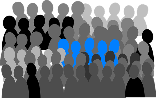 Silhouetted Crowd Standing Out Concept PNG Image