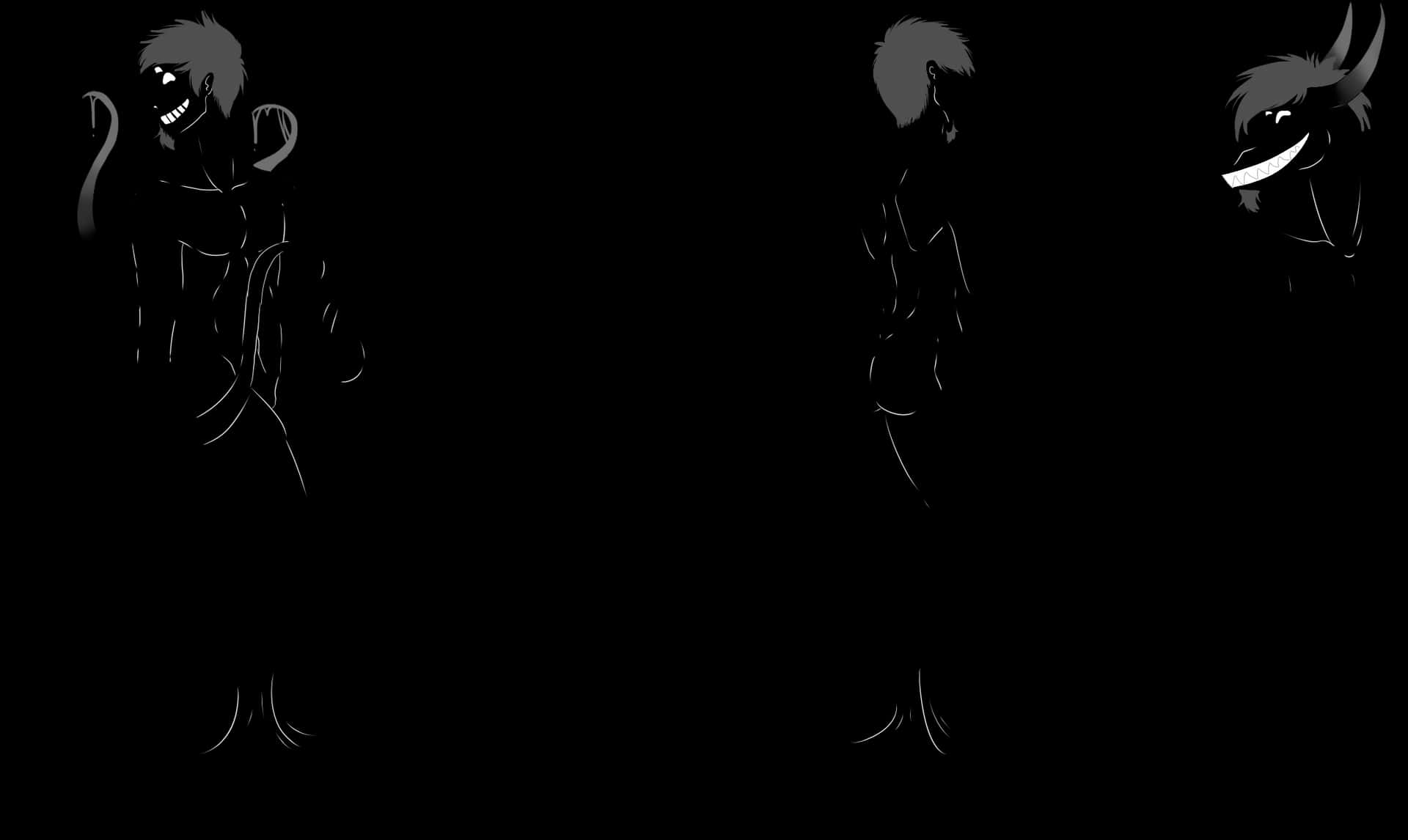 Silhouetted Figures Expressive Poses PNG Image