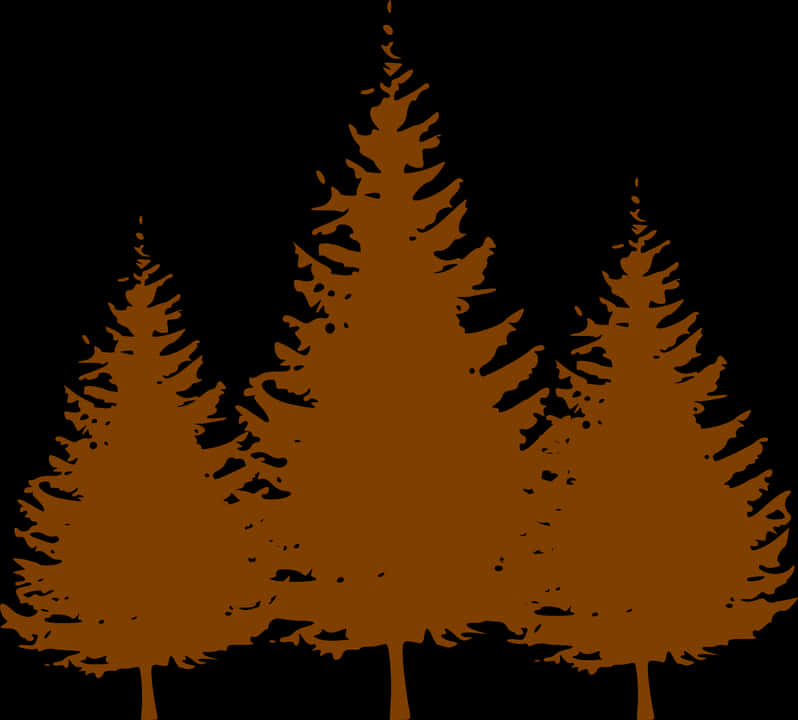 Silhouetted Pine Trees Graphic PNG Image