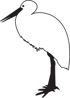 Silhouetted Stork Graphic PNG Image