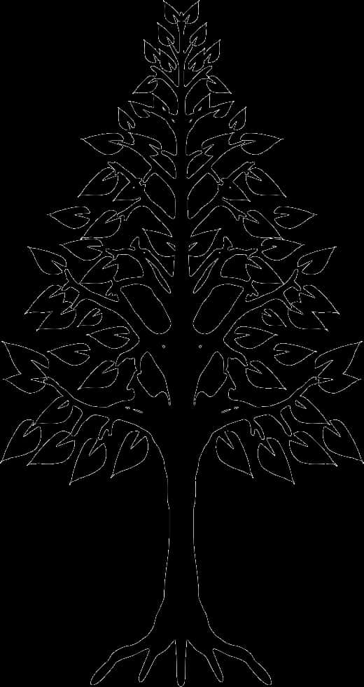 Silhouetted Treewith Roots PNG Image