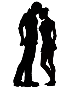 Silhouetteof Couple Embracing PNG Image