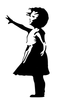 Silhouetteof Girl Pointing PNG Image