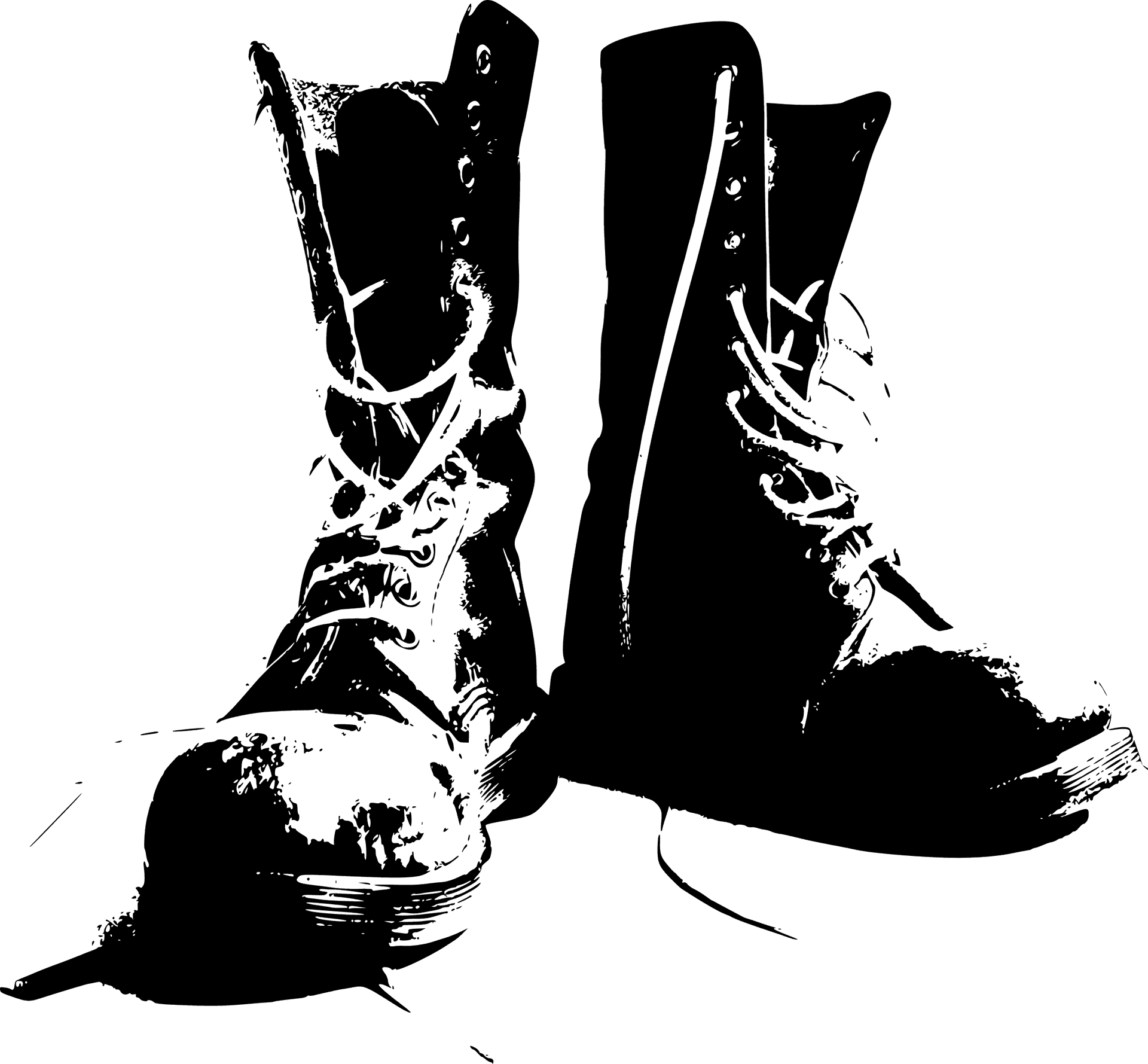 Silhouetteof Laced Combat Boots PNG Image