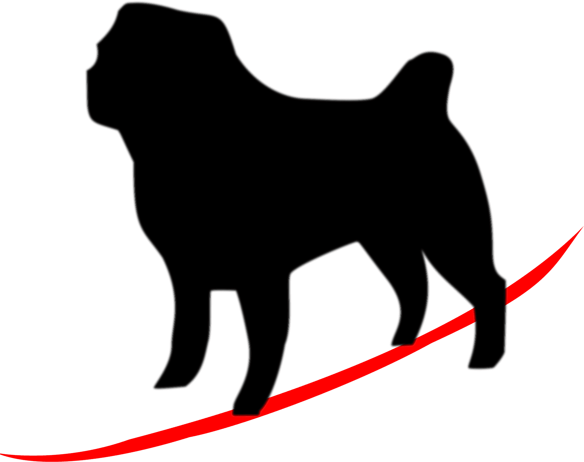 Silhouetteof Pugon Red Leash PNG Image