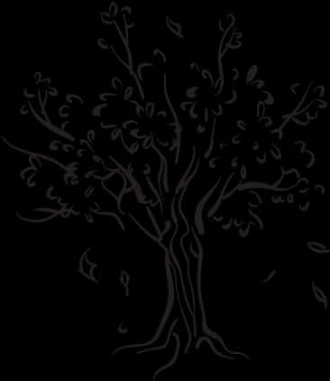 Silhouetteof Treeand Leaves PNG Image