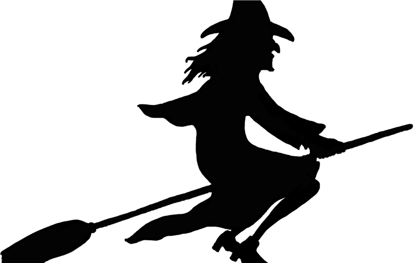 Silhouetteof Witchon Broomstick PNG Image