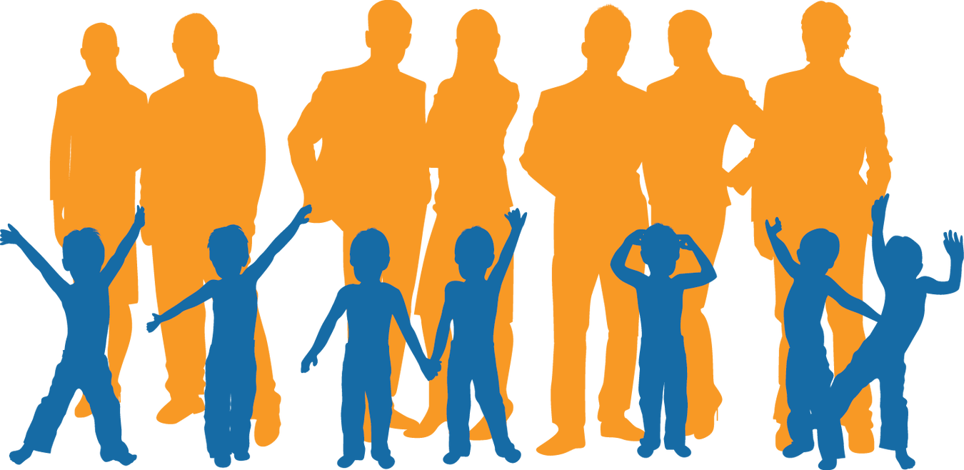 Silhouettesof Adultsand Children PNG Image