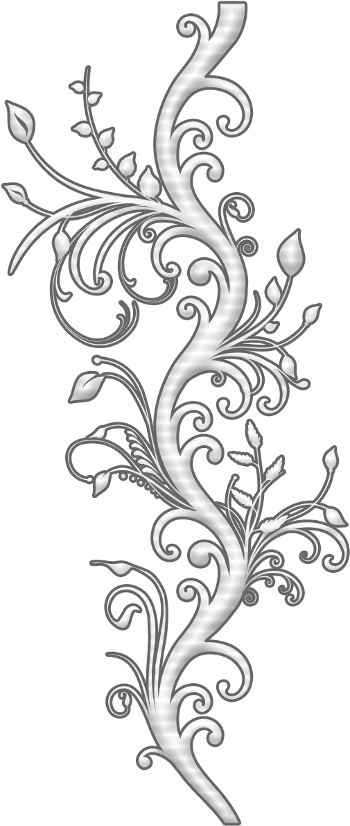 Silver Arabesque Floral Design PNG Image