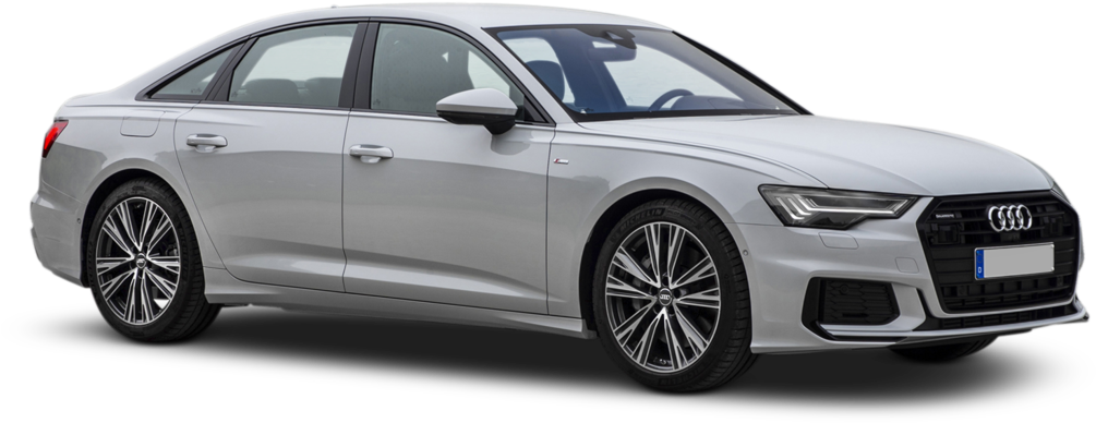 Silver Audi A6 Sedan Profile View PNG Image