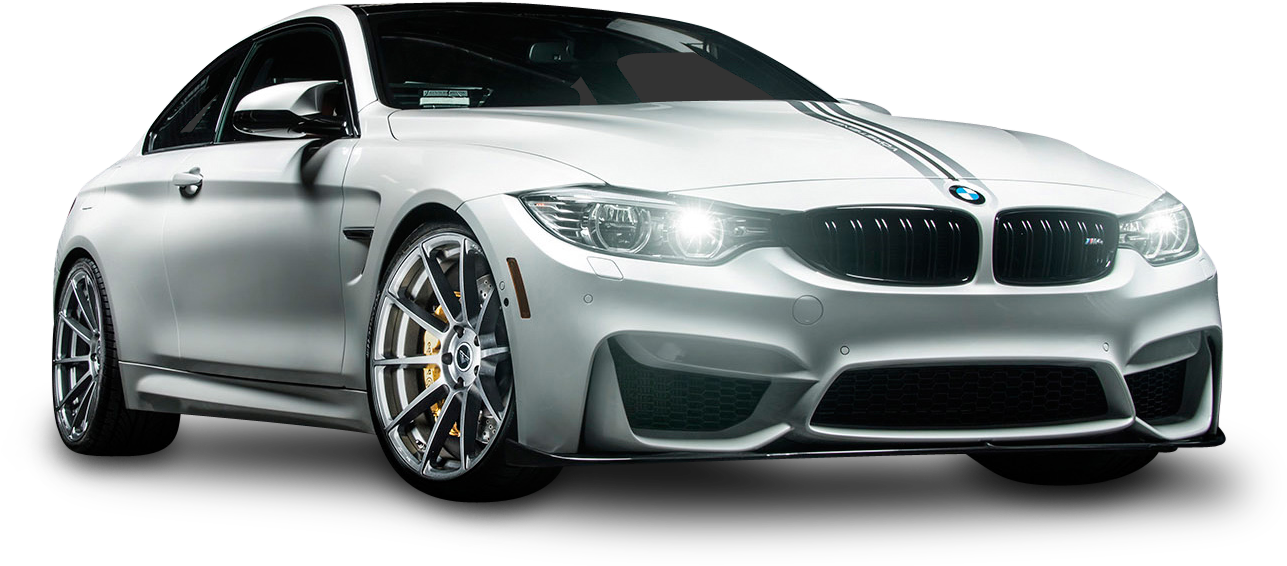 Silver B M W M4 Coupe Side View PNG Image